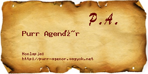 Purr Agenór névjegykártya